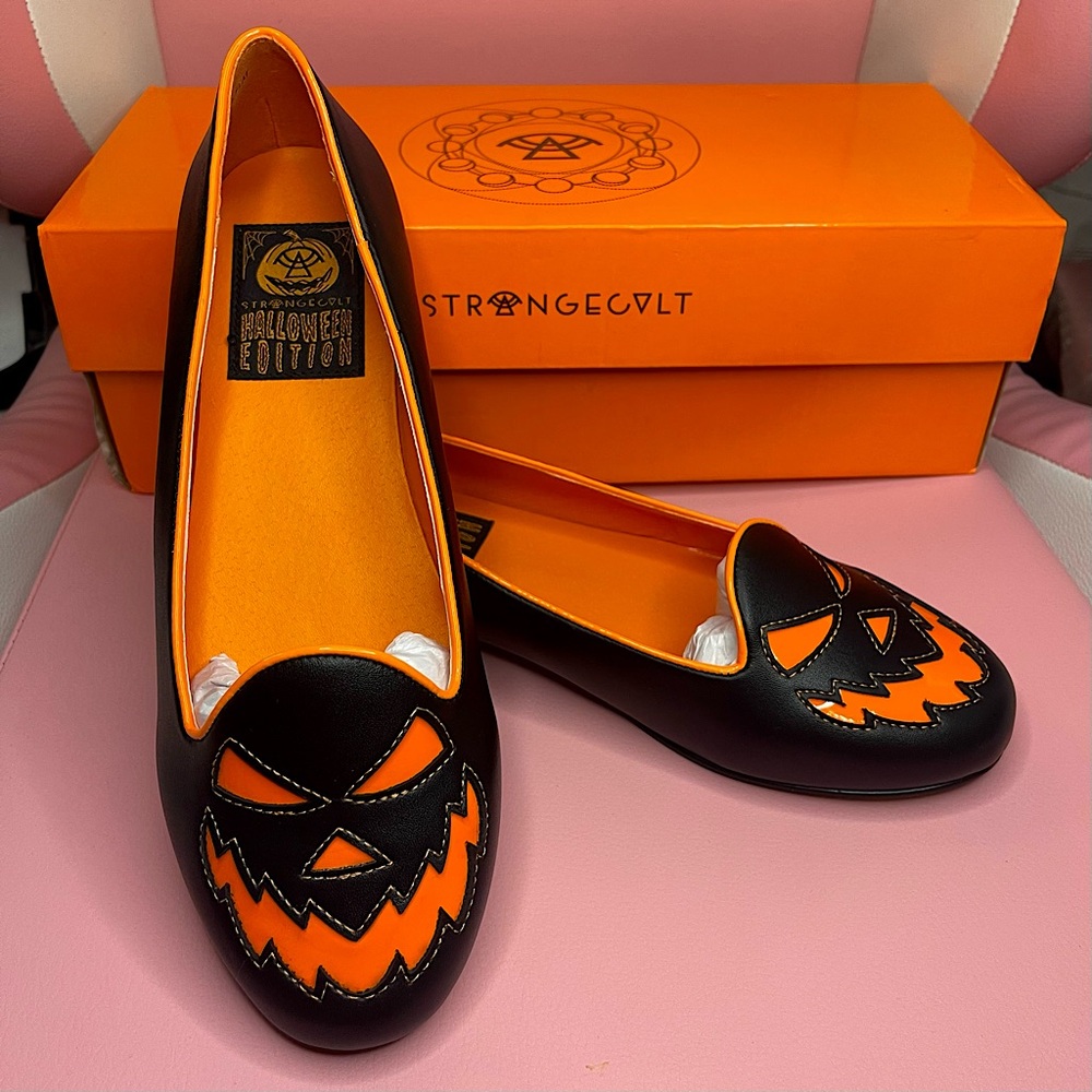 NEW Strange Cvlt Halloween Edition Lydia Scary Jack Black & Orange Women's Flats